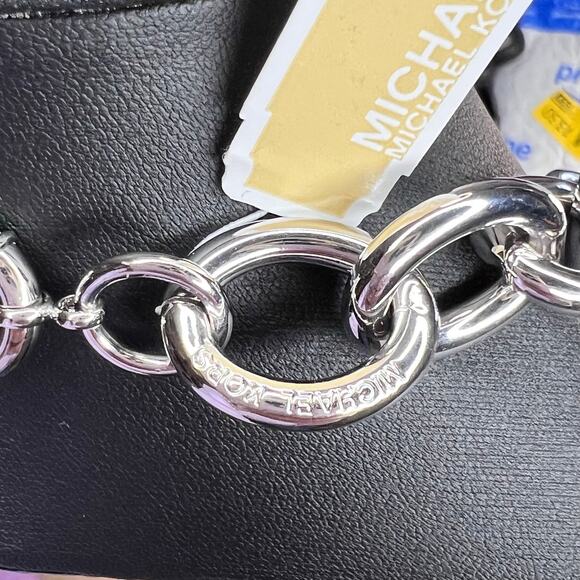 Michael Kors MKJ841800040 Silver Platinum-Plated Brass Curb Link Necklace NWT - Picture 3 of 5